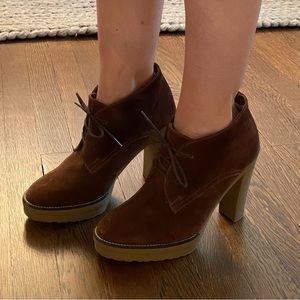 Ralph Lauren Collection brown suede & shearling lace-up booties size 9
